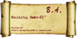Bozsity Ambró névjegykártya