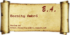 Bozsity Ambró névjegykártya